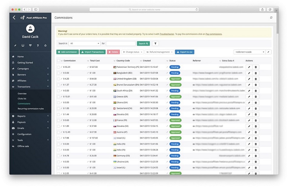 screenshot of Post Affiliate Pro